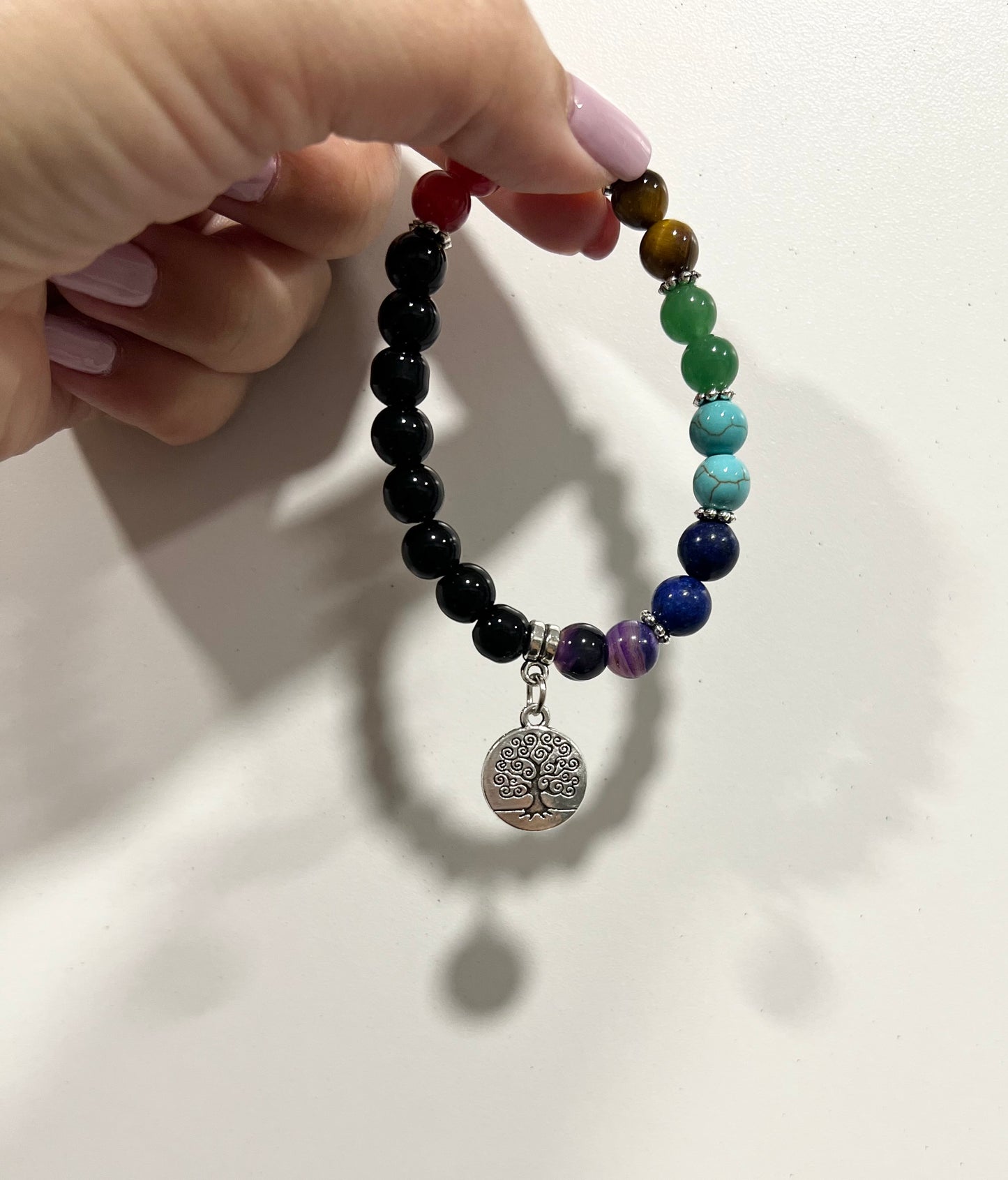 Pulsera 7 chakras dije árbol de la vida